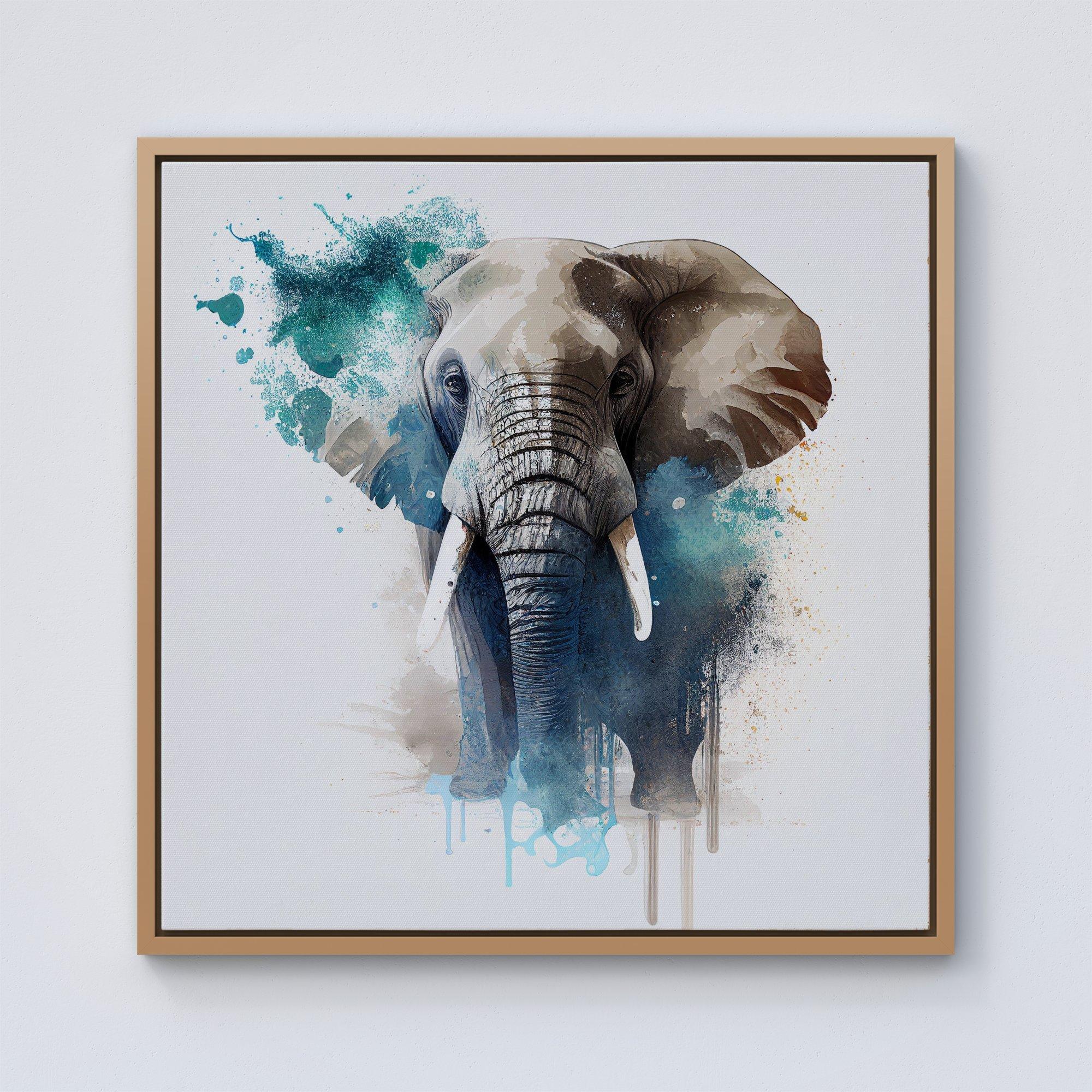 Majestic Elephant Splashart Framed Canvas